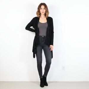 *LINE Black Rhinestone Hem Waterfall Cardigan